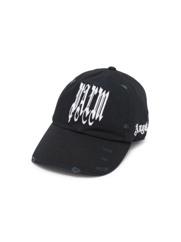 Palm Angels Gothic Logo Denim Baseball Cap