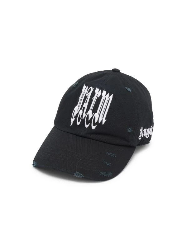 Palm Angels Gothic Logo Denim Baseball Cap 1