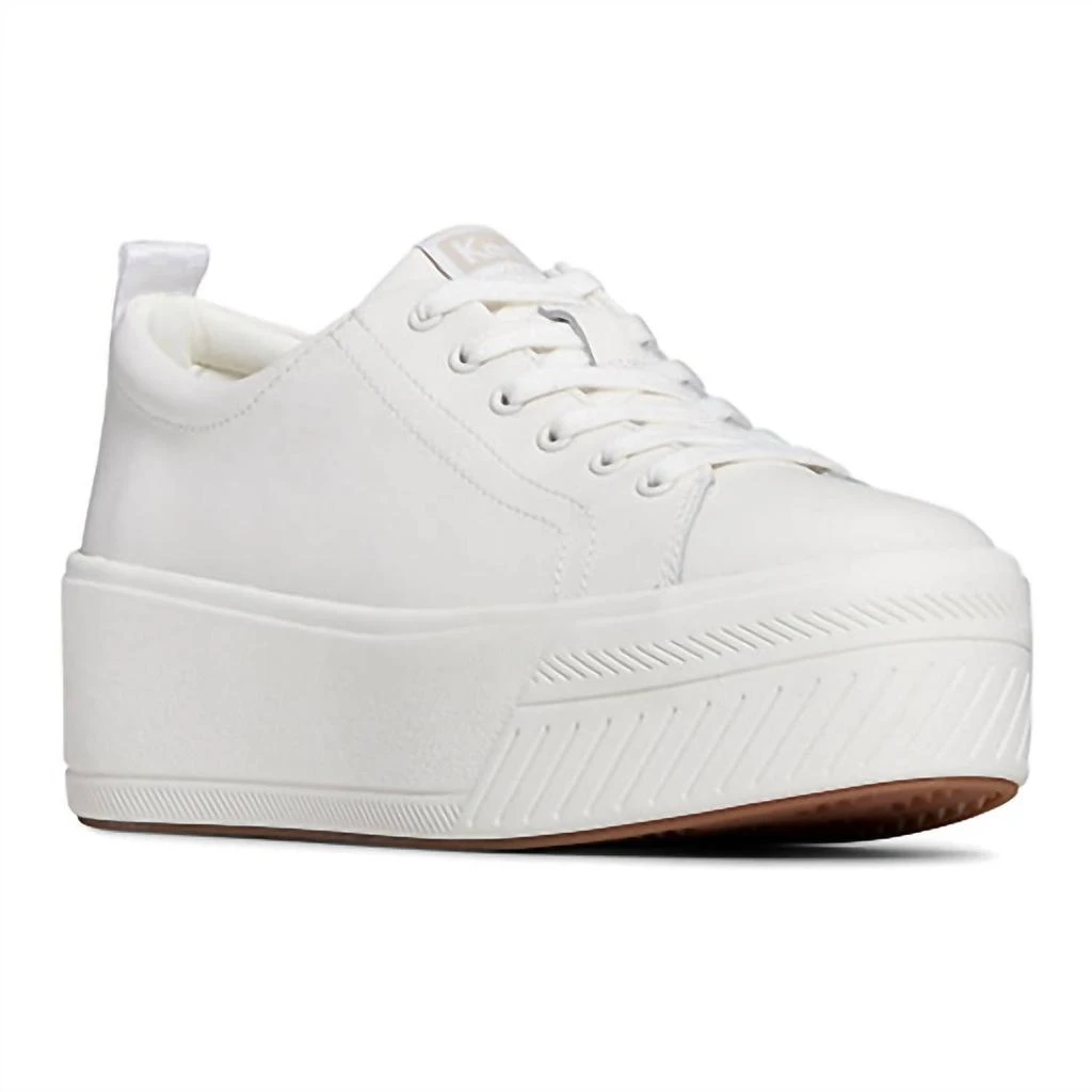 Keds Women's Platform Skyler Leather Sneaker In White 1