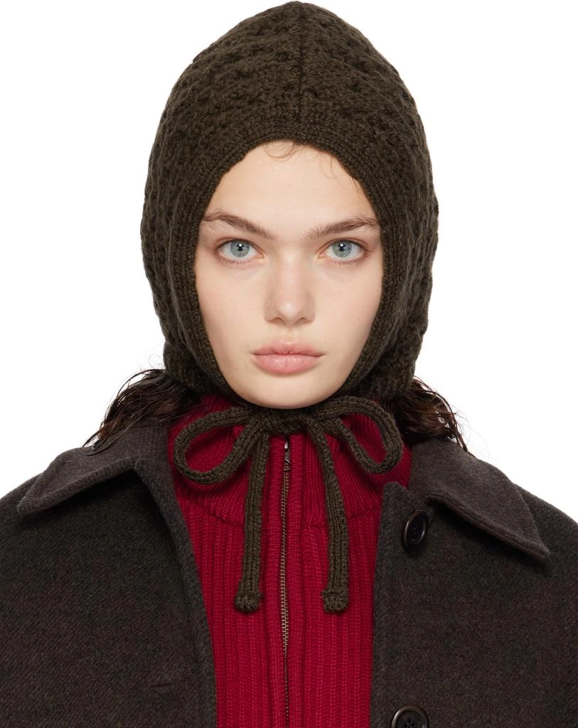 AMOMENTO Brown Crochet Knit Bonnet 1