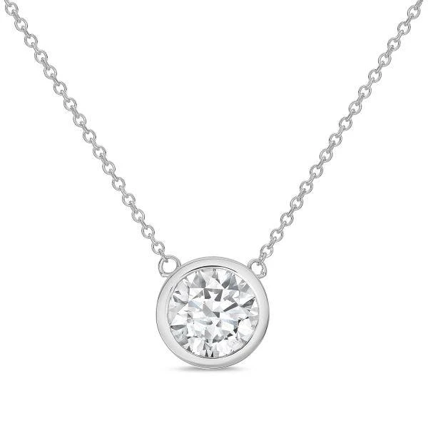 Diana M Jewels 14kt white gold lab grown round diamond cut bezel pendant weighing 3.00 ct