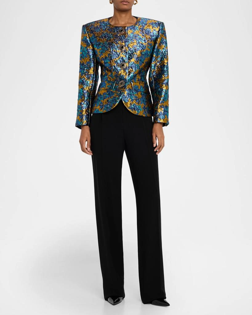Yves Saint Laurent Metallic Floral Brocade Single-Breasted Jacket 2