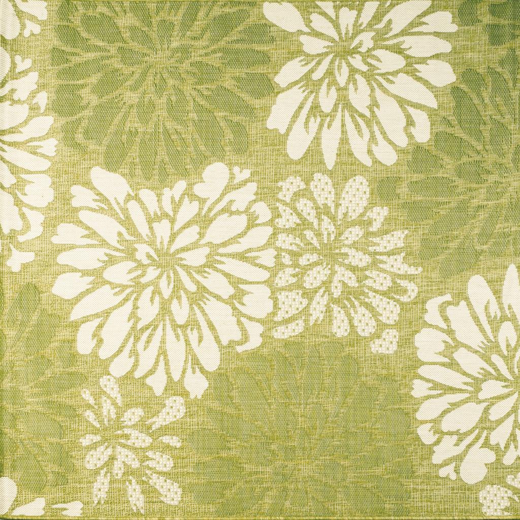 JONATHAN Y Zinnia Modern Floral Textured Weave Indoor/Outdoor Green/Cream Square Area Rug