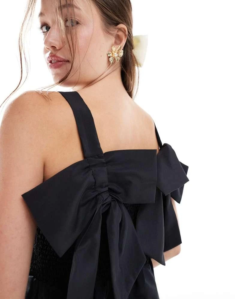 ASOS ASOS DESIGN mini bow back bubble hem dress in black 3
