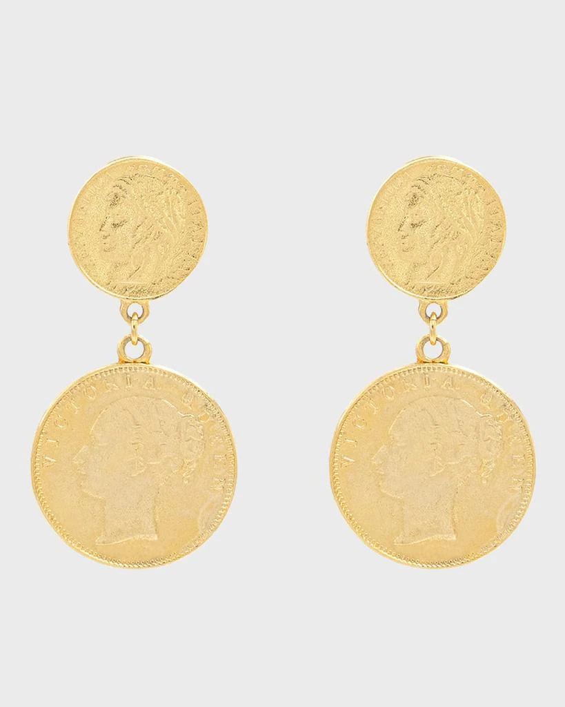 BEN-AMUN Gold Dual Coin Clip-On Earrings 1