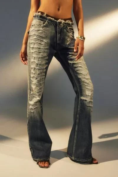 Jaded London Jaded London Scratchy Distressed Low-Rise Jean 1