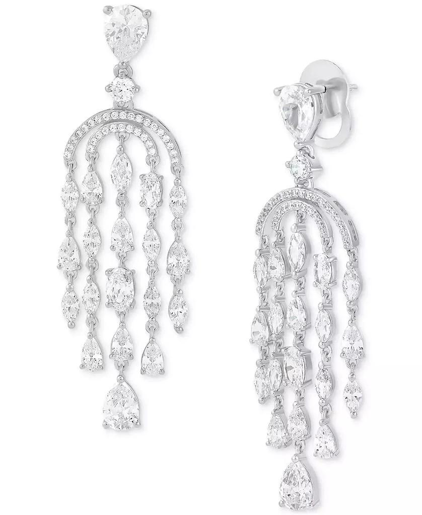 Arabella Cubic Zirconia Chandelier Drop Earrings in Sterling Silver 1
