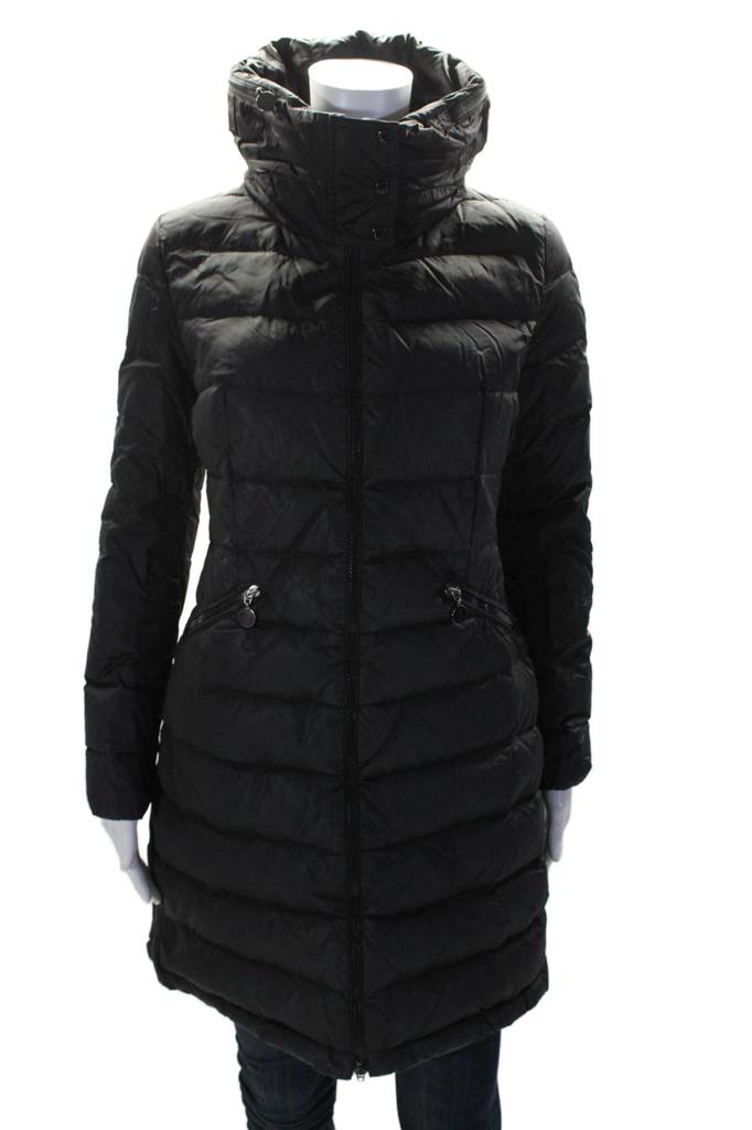 Moncler Womens Black Full Zip Packable Hood Long Sleeve Puffer Coat