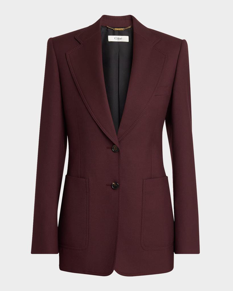 Chloé Wool Gabardine Single-Breasted Blazer Jacket