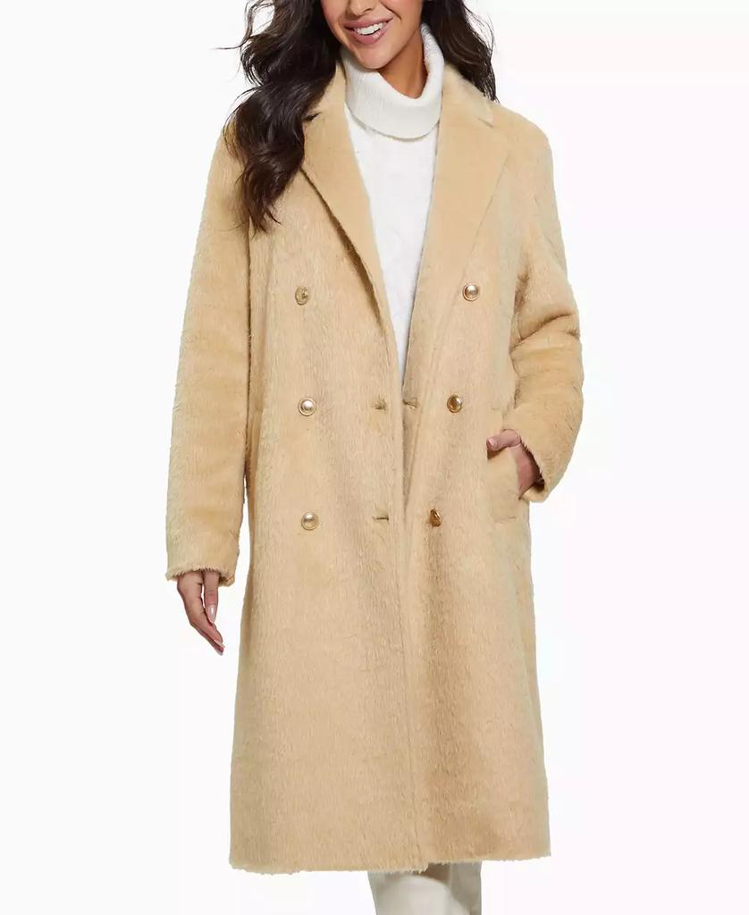 Shop Women's Textured Double-Breasted Notched-Collar Coat on
