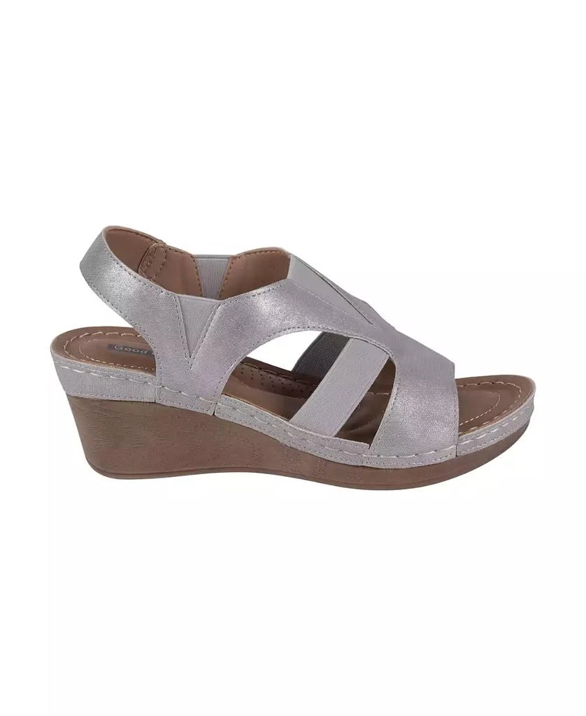 GC Shoes Women's Banks Cut Out Elastic Slingback Wedge Sandals 2