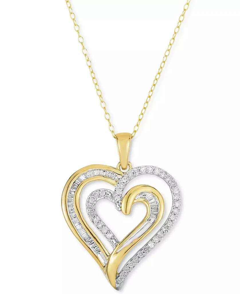 Macy's Diamond Heart 18" Pendant Necklace (1/3 ct. t.w.) in 14k Gold-Plated Sterling Silver 1