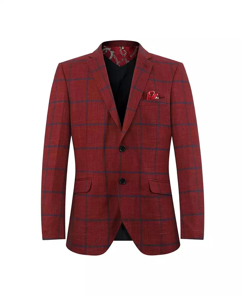 Elie Balleh Boys Slim Fit Plaid Jacket