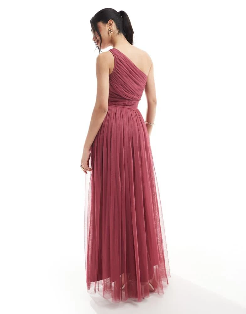 Lace 
Beads Lace 
Beads Bridesmaid one shoulder tulle maxi dress in orchid 2
