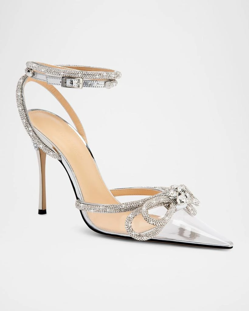 Mach & Mach Strass Double Bow Clear Ankle-Strap Pumps 2