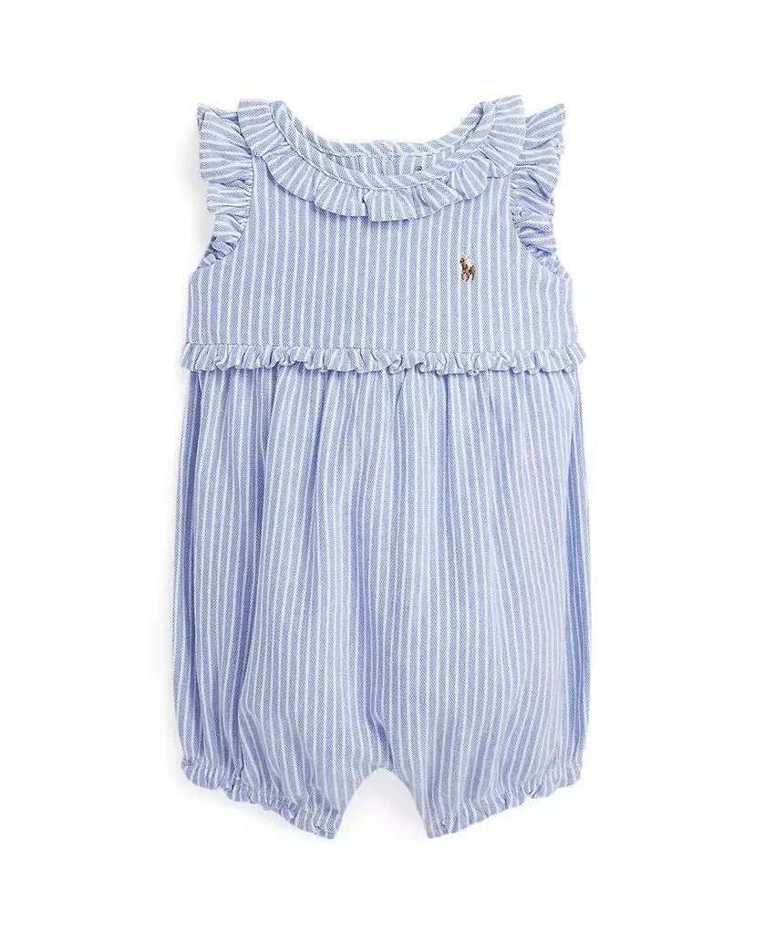 Polo Ralph Lauren Baby Girls Striped Knit Oxford Bubble Shortall 1