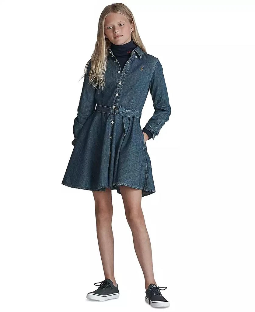 Ralph Lauren Big Girls Belted Denim Cotton Shirtdress 4