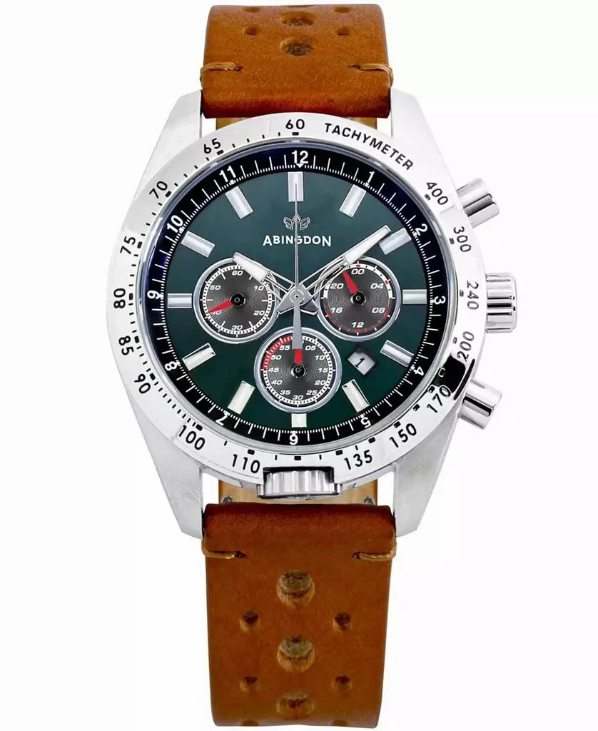 Abingdon Co. Women's Chronograph Jordan Brown Perforated Leather Strap Watch 40mm 1