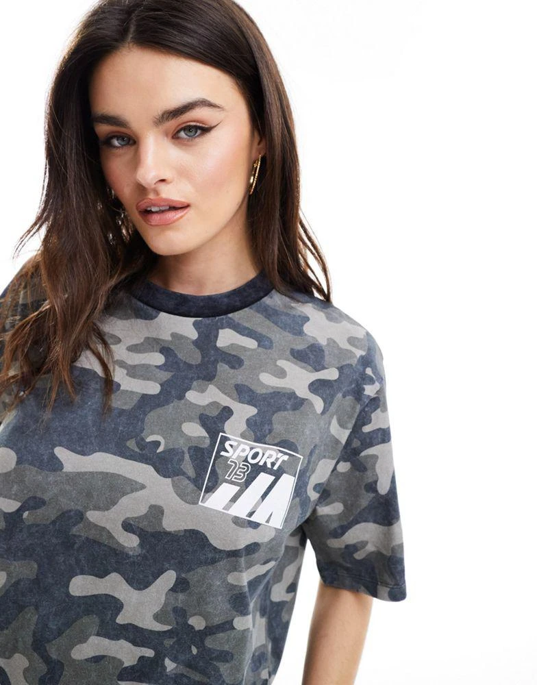 ASOS ASOS DESIGN oversized t-shirt with graphic in washed camo print 1