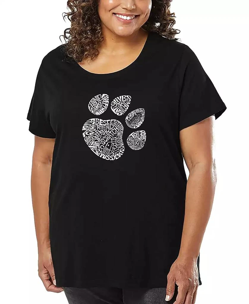 LA Pop Art Plus Size Cat Paw Word Art T-Shirt