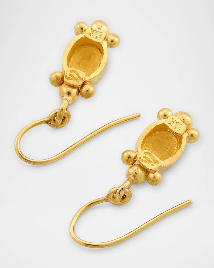 Elizabeth Locke 19K Yellow Gold Shallow Dome and Dot Dangle Earrings 4
