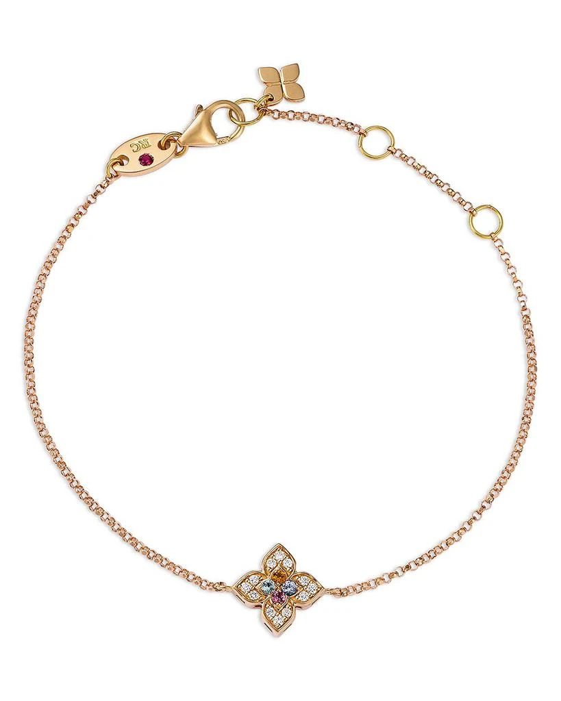 Roberto Coin 18K Rose Gold Venetian Princess Carnival Multi Gemstone 
Diamond Flower Bracelet 1