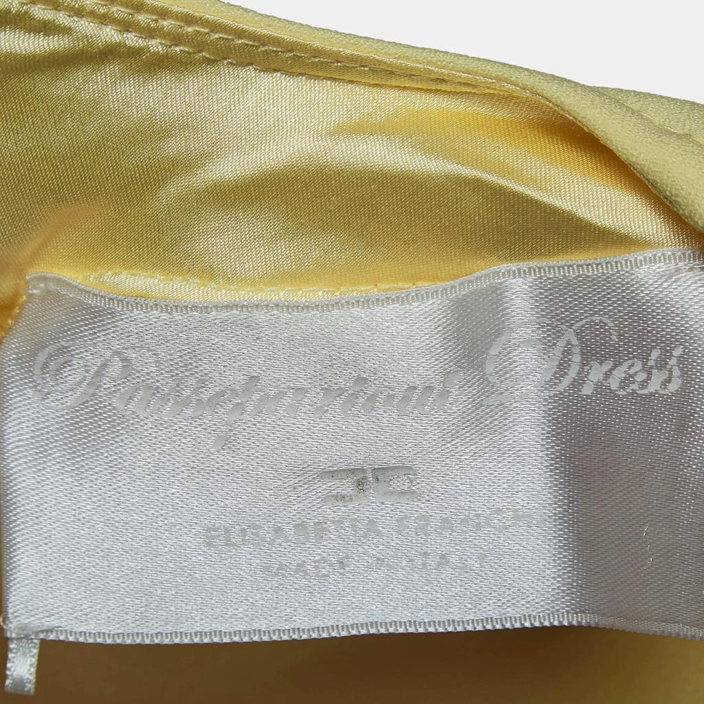ELISABETTA FRANCHI Elisabetta Franchi Yellow Crepe Bow Detail Passepartout Dress S 4