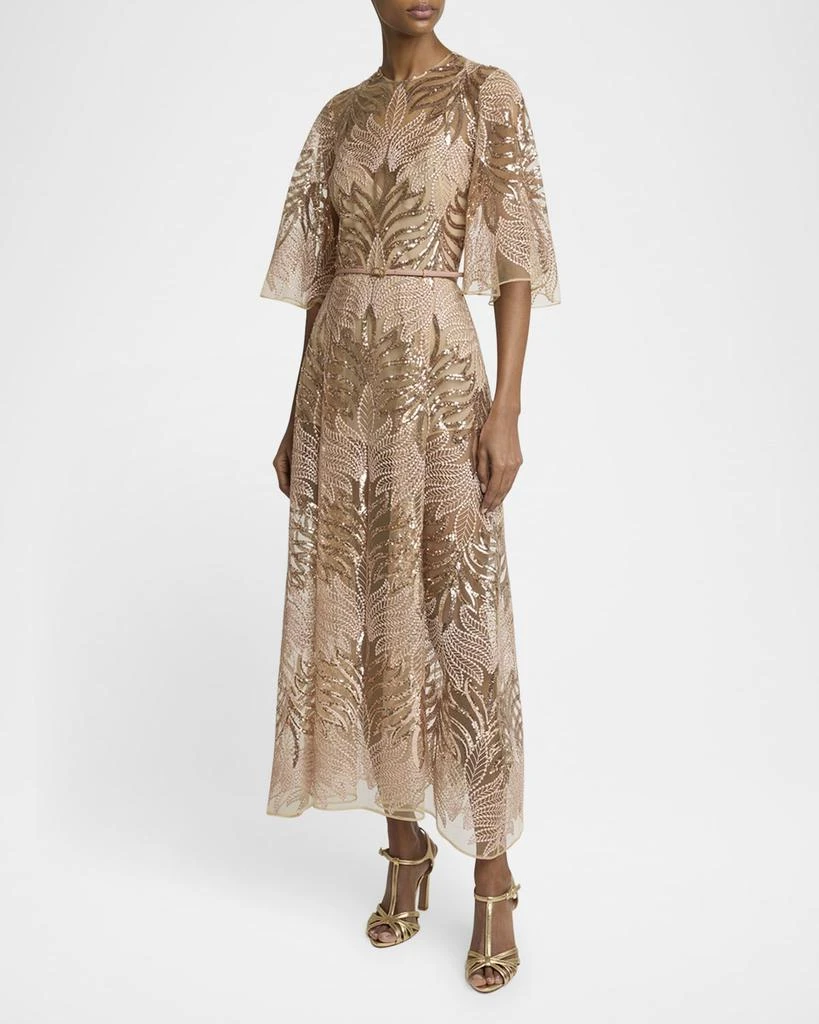 Elie Saab Sequin Embroidered Tulle Midi Dress 2