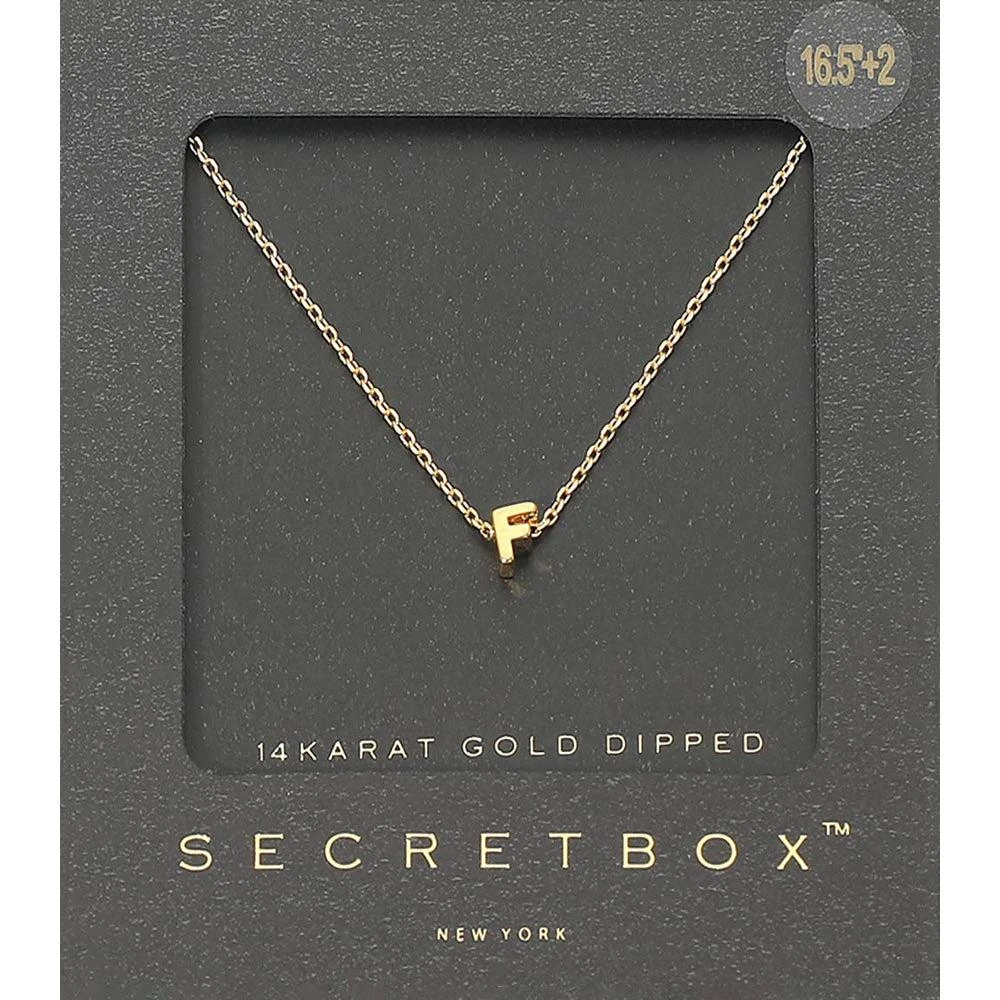 FASHNZFAB -F- SECRET BOX_14K Gold Dipped Initial Monogram Pendant Necklace