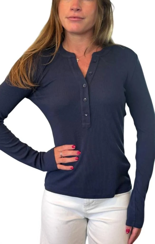 Bobi Bobi - Long Sleeve Fitted Henley Top 1