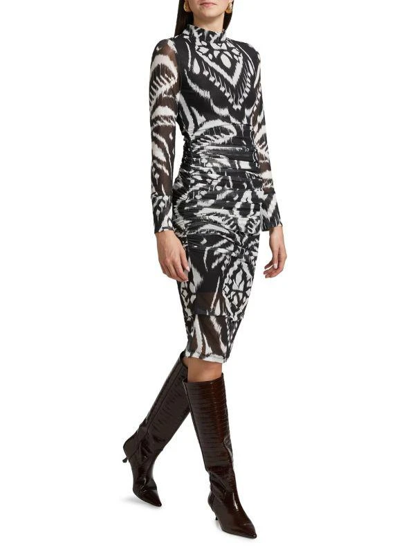 Farm Rio Ikat Ruched Tulle Midi-Dress 3
