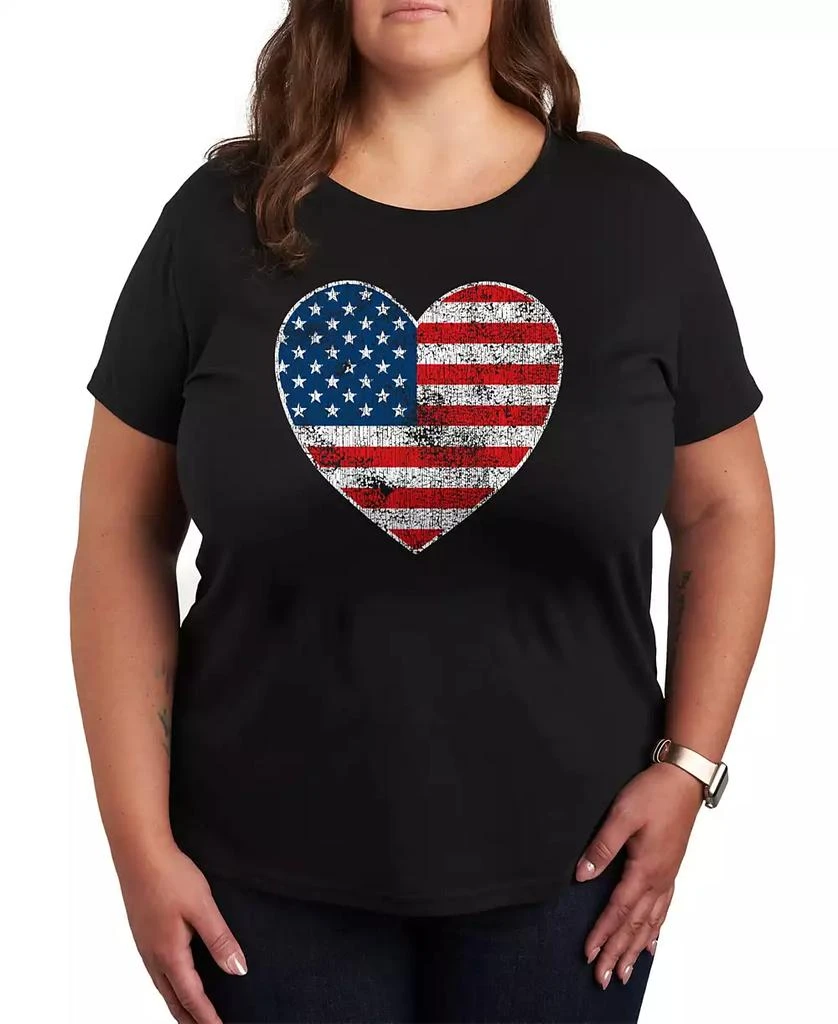 Hybrid Apparel Trendy Plus Size American Heart Graphic T-Shirt