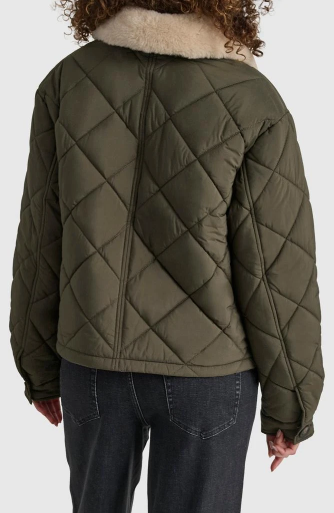 DKNY Crop Quilted Jacket with Faux Fur Trim 2