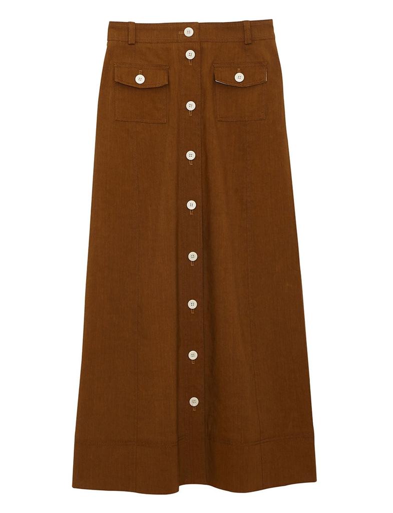 INES DE LA FRESSANGE Tatiana brown linen skirt