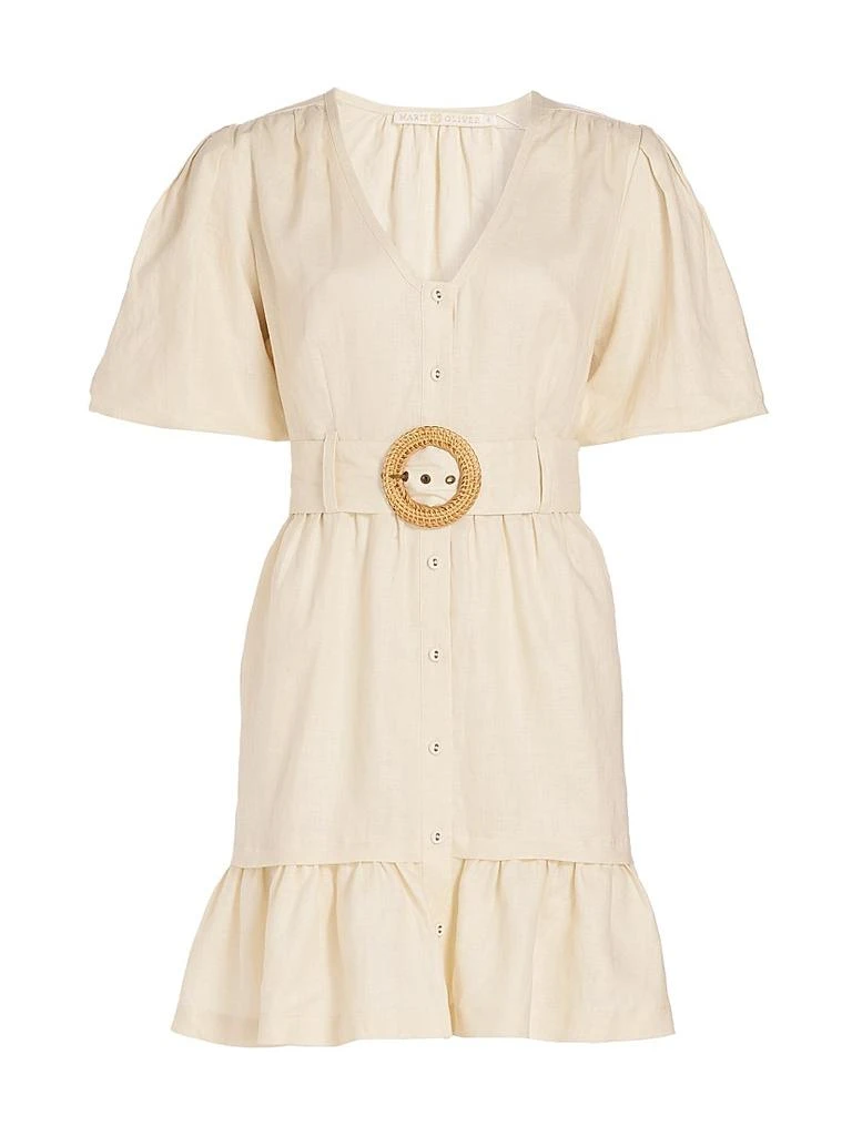 Gwyneth Tie-Waist Linen Minidress  On Sale Now with Up to 71% Off |  Discover Exclusive Deals & Savings at BeyondStyle  Authentic Marie Oliver  women's apparel|dresses|linen|mini -length|v-neck|contemporary|solid|a-line|Women's|women's|short sleeve with  ...