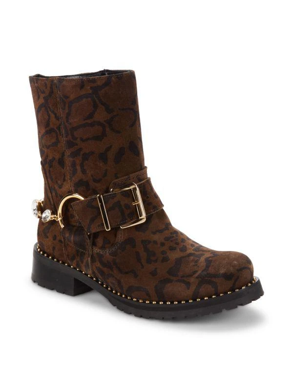 Sophia Webster Blake Snakeskin Print Suede Biker Boots 2