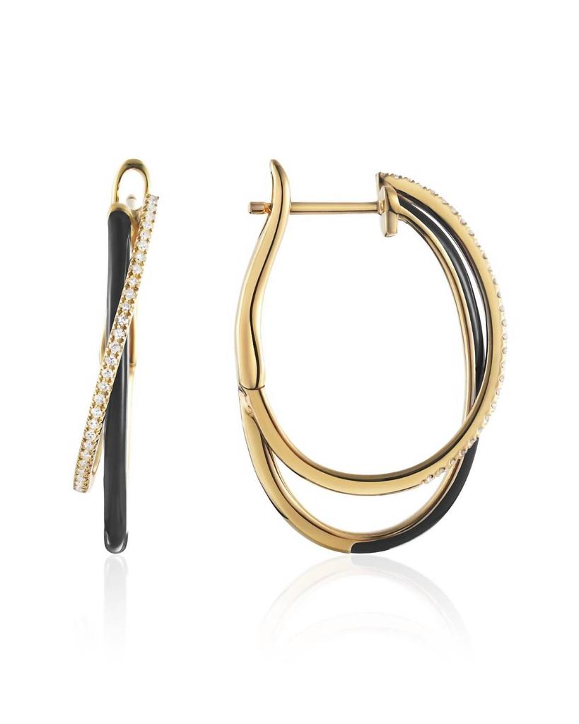 Diana M Jewels Diana M Jewels - 0.12 Cts Black Enamel Hoop Earrings