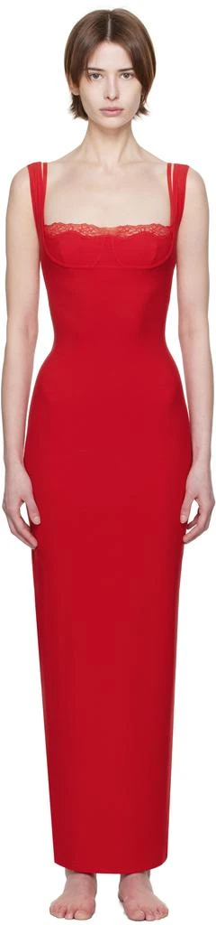 SKIMS Red Soft Lounge Lace Tank Maxi Dress 1