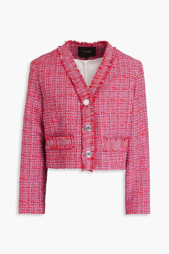 Maje Cropped frayed tweed jacket 1