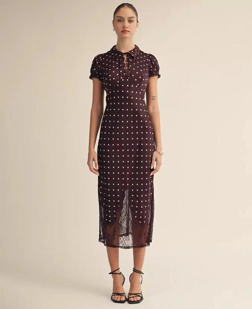 Arose Studio, Inc Women's Nerina Collared Lace Design Midi Dress - Wine/pink - Size M