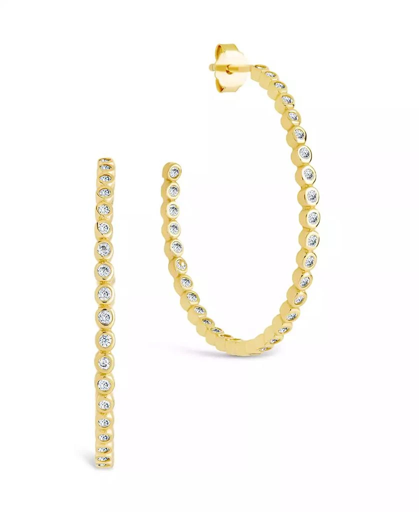 Sterling Forever Sterling Silver Bezel Statement Bubble Hoops - 1"