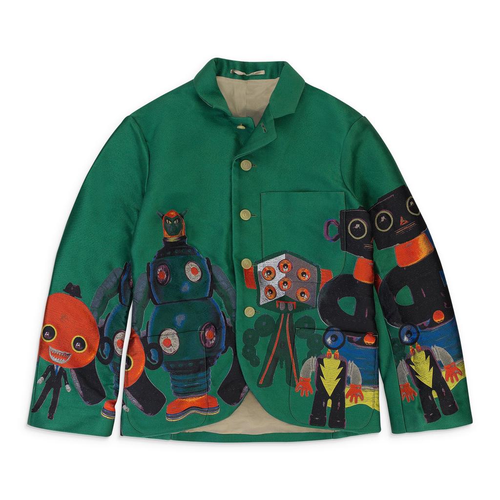 Walter Van Beirendonck W- FAMILY BOXY GREEN BLAZER