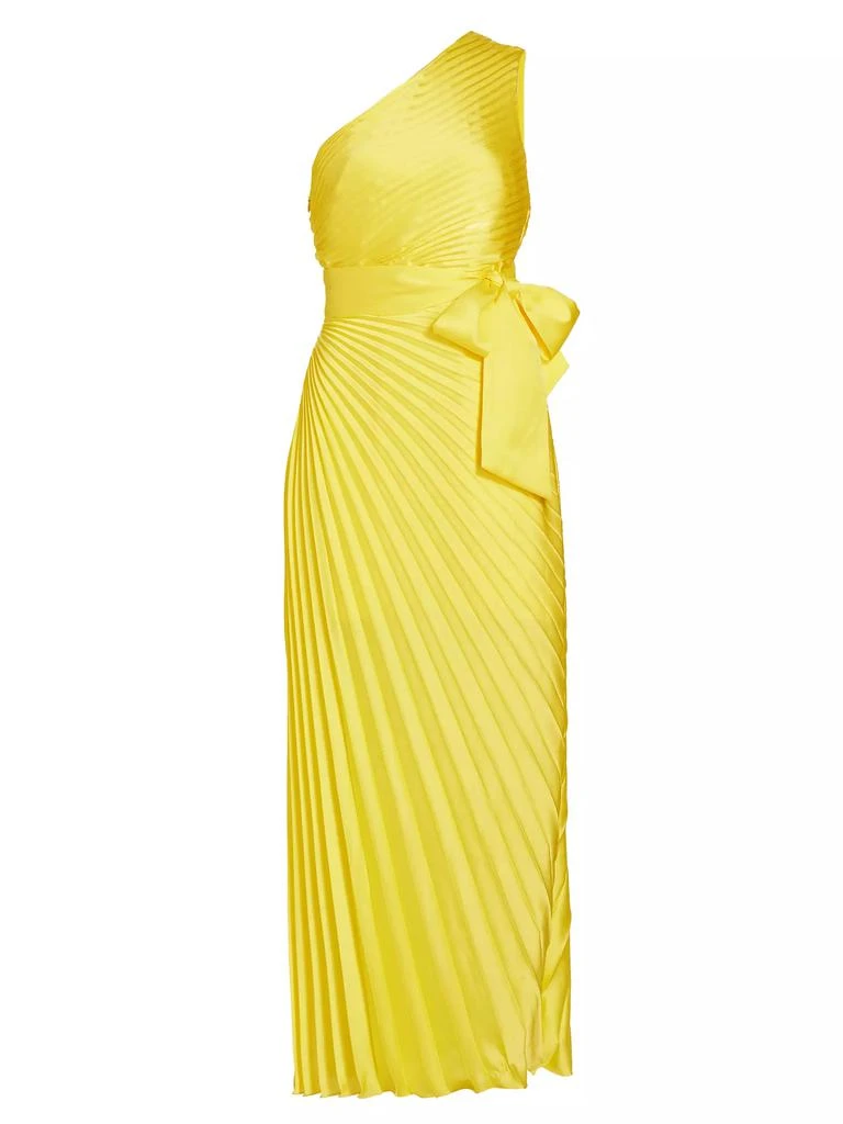 Milly Estelle Pleated Satin One-Shoulder Dress 1