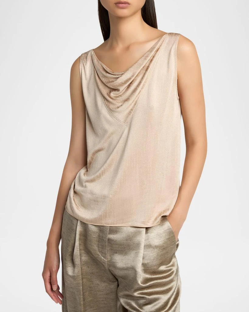 Giorgio Armani Cowl-Neck Metallic Jersey Top 4