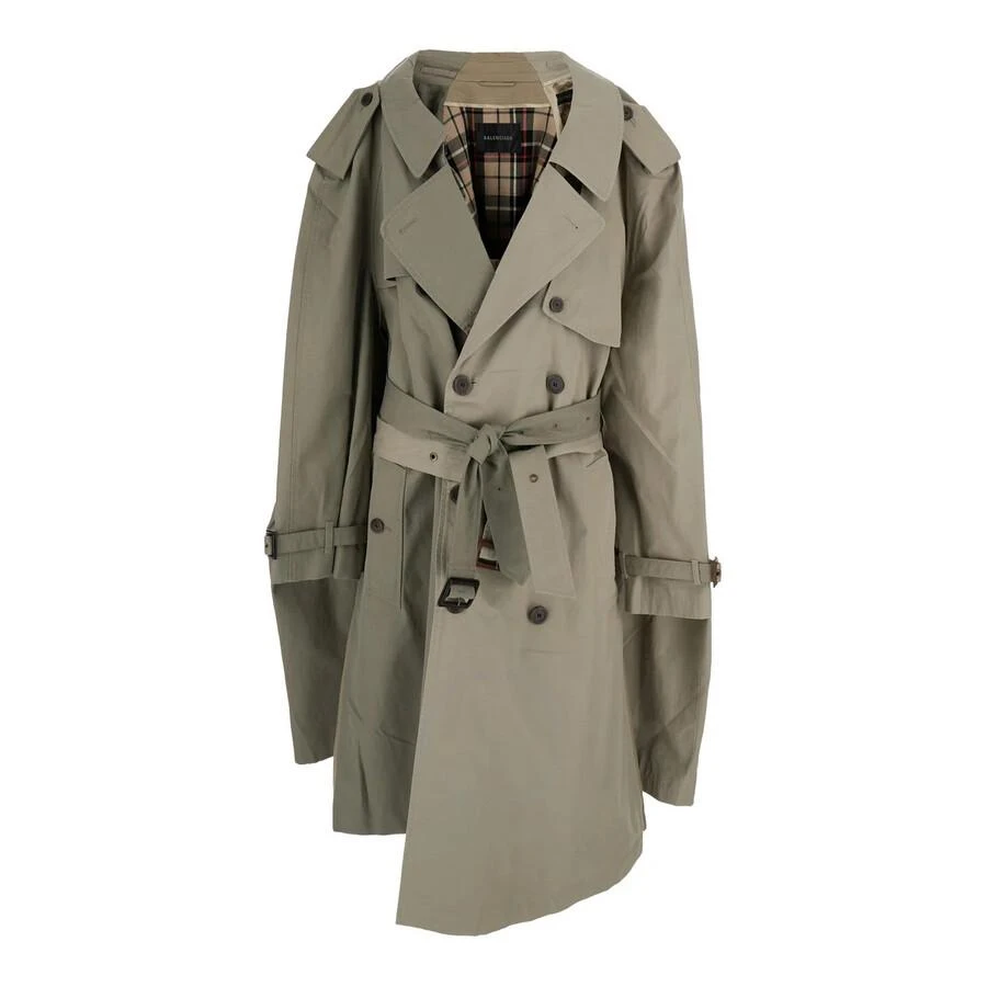 Balenciaga Ladies Beige Double Sleeve Trench Coat 1