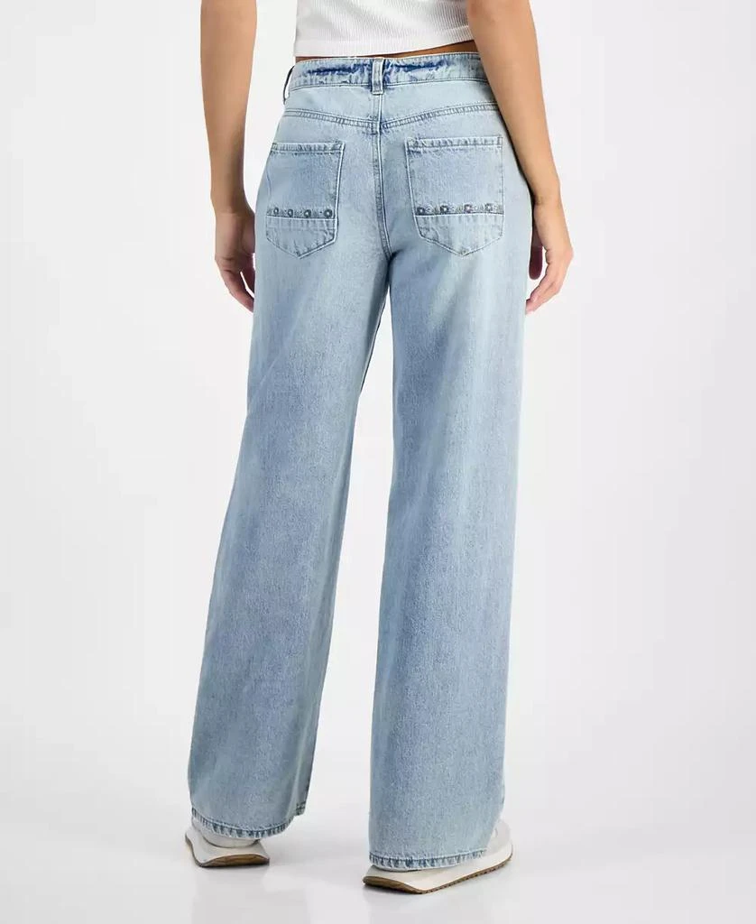 Indigo Rein Juniors' High-Rise Embroidered Wide-Leg Jeans 4