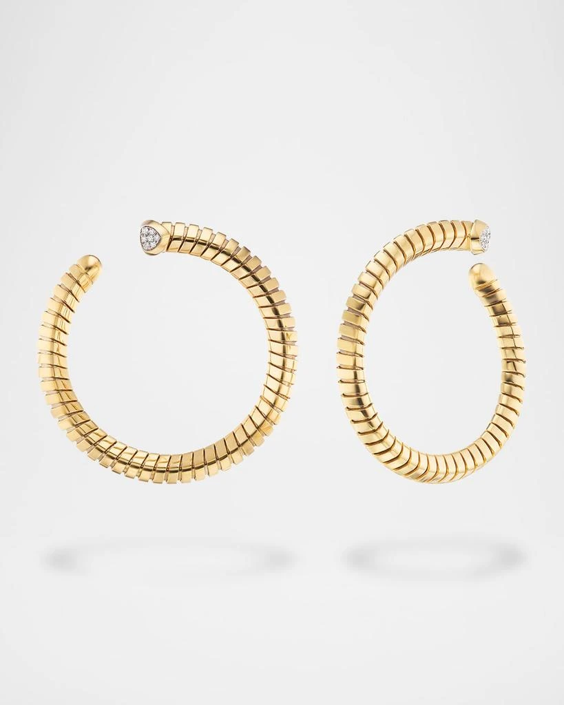MARINA 18K Yellow Gold Trisolina Diamond Hoop Earrings 2