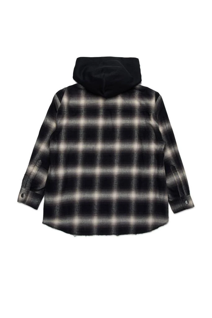 N°21 N°21 Kids Logo Patch Checked Hooded Shirt 2