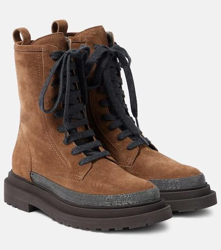 Brunello Cucinelli Monili suede combat boots 1