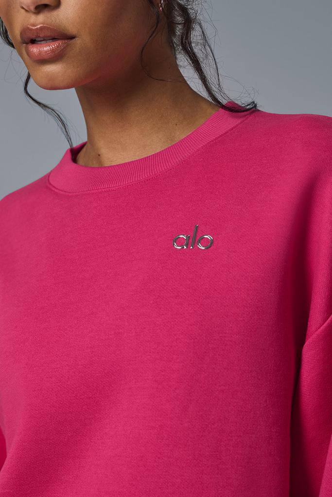Alo Accolade Crew Neck Pullover - Pink Summer Crush